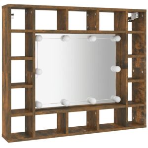 Mirror Cabinet with led Smoked Oak 91x15x76.5 cm Vidaxl Brown