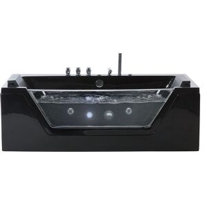 BELIANI Hot Tub Bath Hydro Massage Black Acrylic Black Headrests Overflow 150 cm Samana - Black