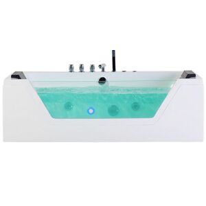 BELIANI Hot Tub Bath Hydro Massage White Acrylic Black Headrests Overflow 160 cm Samana - White