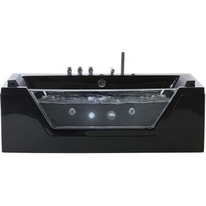 BELIANI Hot Tub Bath Hydro Massage White Acrylic White Headrests Overflow 160 cm Samana - Black