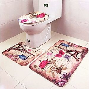 LANGRAY Non-Slip Bath Toilet Mat 20x31in + u Shape Mat 20x16in + Toilet Seat Cover 16x16in, Doormat Floor Mat Absorbent Mats Bathroom Rug Bedroom Living