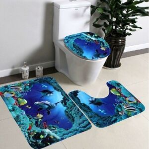 Langray - 3 Piece Non Slip Pedestal Bath Mat Set, Toilet Lid Cover Mat, Breathable Memory Foam Bath Mats Soft Comfortable Water Absorbent Toilet