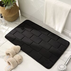 Non-Slip Memory Foam Bath Mat, Absorbent Bath Mats Washable Bath Mats Bathroom Shower Mat 40x60cmㄗBlackㄘ Groofoo