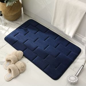 Non-Slip Memory Foam Bath Mat, Absorbent Bath Mats Washable Bath Mats Bathroom Shower Mat 40x60cmㄗMarineㄘ Groofoo