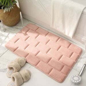 Non-Slip Memory Foam Bath Mat, Absorbent Bath Mats Washable Bath Mats Bathroom Shower Mat 40x60cmㄗPinkㄘ Groofoo