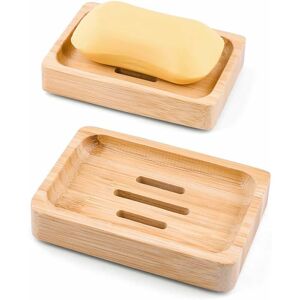 2 Packs Natural Wooden Bamboo Soap Dish Storage Holder Wooden Bamboo Handmade Craft Soap Dish for Soap,Sponge Storage and More - Wood - Norcks