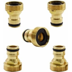 NORCKS 5PCS Brass Garden Hose Tap Connector Set Accessories Adjustable Outdoor Threaded Tap Connector Brass Hose for Kitchen Garden Hose Faucet Connection