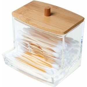 Cotton Pad Holder Glass Cotton Bud Storage Box Cotton Ball Dust Box Transparent Cotton Buds for Bathroom, Square - Transparent - Norcks