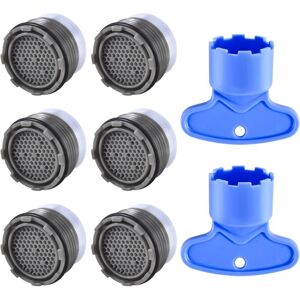 Perlator M18.5, Pack of 6 Aerators for Taps, Tap Strainer Insert, Aerator External Thread Water Saver for Tap with 2 Aerator Keys - Blue - Norcks