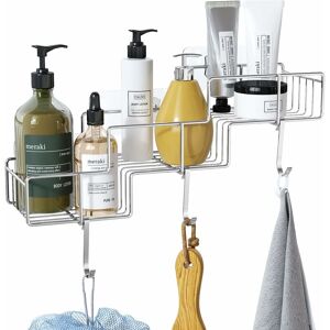 NORCKS Shower Caddy Basket with Hooks for Shampoo Conditioner Bathroom Shelf Storage Organizer Adhesive No Drilling Wall Mounted, Rustproof SUS304 Stainless