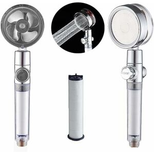 NORCKS Shower Head, High Pressure Propeller Shower Head, 360° Rotating Shower Head, High Pressure Hand Shower 2 Jet Types with 1 Filter and Pause Switch