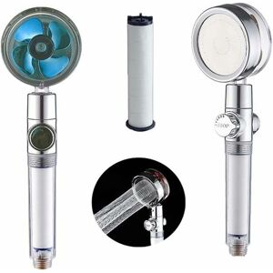 NORCKS Shower Head, High Pressure Propeller Shower Head, 360° Rotating Shower Head, High Pressure Hand Shower 2 Jet Types with 1 Filter and Pause Switch