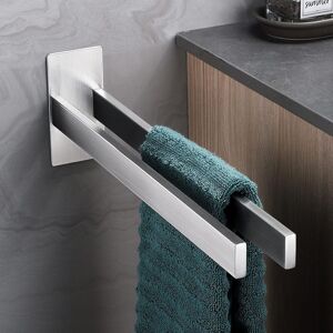 NORCKS Two Arm Towel Rail No Drilling Self-Adhesive Towel Rail Wall 304 Brushed Stainless Steel Towel Holder Double for Bathroom Kitchen Silver - Silver