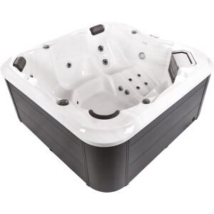 BELIANI Outdoor Spa Hot Tub 6 Seater White Acrylic Grey Aluminium Heating led Tularosa - White