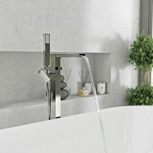 Nes Home - Ozone Chrome Square Freestanding Waterfall Bath Shower Mixer Modern Bathroom