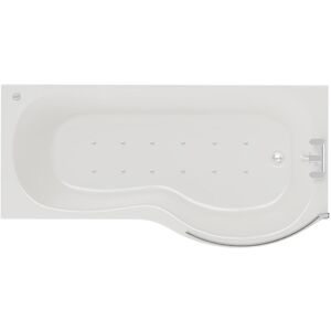 Plage 1700mm 12 Jet Easifit Right Hand p Shaped Spa Shower Bath with Bath Screen and Front Bath Panel - White - Wholesale Domestic