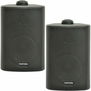 LOOPS Pair) 2x 3' 60W Black Outdoor Rated Speakers Wall Mounted HiFi 8Ohm & 100V