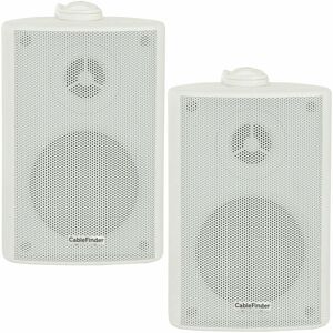 Loops - pair) 2x 4' 70W White Outdoor Rated Speakers Wall Mounted HiFi 8Ohm & 100V