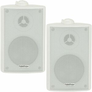 LOOPS Pair) 2x 5.25' 90W White Outdoor Rated Speakers Wall Mounted HiFi 8Ohm & 100V