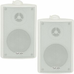 LOOPS Pair) 2x 6.5' 120W White Outdoor Rated Speakers Wall Mounted HiFi 8Ohm & 100V