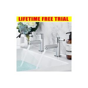 Briefness - Pair Bathroom Sink Twin Taps Bath Basin Mini Mixer Modern Chrome Hot & Cold Water Kitchen Faucets Water Saving