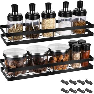 Héloise - Piece Spice Rack Set,Wall Mounted Spice Rack,Spice Rack,Kitchen Spice Storage Rack Suitable for Kitchen Bathroom Balcony,40x12x5.5cm(Black)