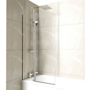 NUIE Polished Chrome 745mm Centre Hinged Square Corner Bath Shower Screen - Silver