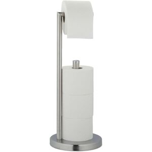 Relaxdays - Toilet Paper Holder, Free-Standing, 3 Spare Rolls, HxØ: 53 x 20.5 cm, Bathroom & wc Accessory, Steel, Silver