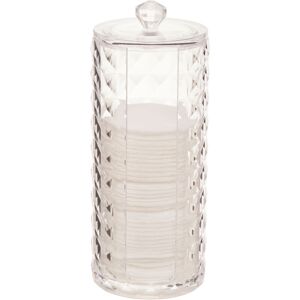 Premier Housewares Cosmetic Organiser Cylindrical Clear Diamond Multipurpose Storage Statement Piece for Dresser / Bathroom w7 x d7 x h18cm