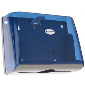 Paper hand towel dispenser compatible with C-fold and ZZ-fold in blue color - Primematik