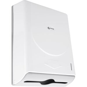 Paper hand towel dispenser compatible with C-fold and ZZ-fold in white color 274x103x373mm - Primematik