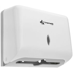 PrimeMatik - Paper hand towel dispenser compatible with C-fold and ZZ-fold in white color 268x103x204mm