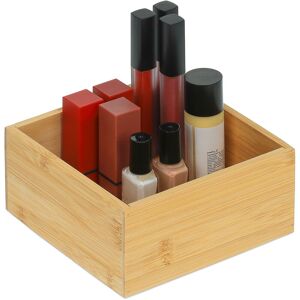 Relaxdays Bamboo Organization Box, Storage Organizer no Lid, HWD: 7x15x15 cm, for the Kitchen, Bathroom, Office, Natural