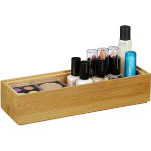 Relaxdays - Bamboo Storage Box, Stackable, Natural Look, Kitchen Organiser Bins, Bathroom, HxWxD: 5 x 23 x 7.5 cm, Natural