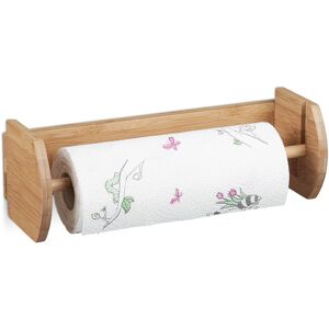 Relaxdays - Bamboo Wall Paper Towel Holder, Size: 12 x 37 x 13 cm Wooden Paper Towel Dispenser for Holding Paper Towels and Toilet Paper, Kitchen