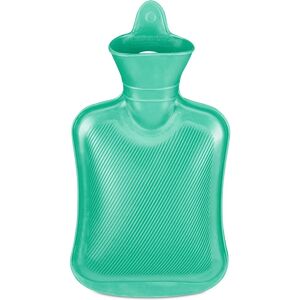 Hot Water Bottle, 1 Litre, without Cover, Children & Adults, Rubber, with screw cap, Pain Relief, Turquoise - Relaxdays