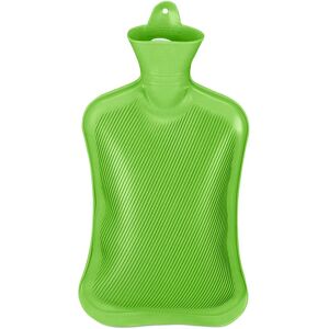 Hot Water Bottle, 2 Litre, without Cover, Children & Adults, Rubber, with screw cap, Pain Relief, Green - Relaxdays