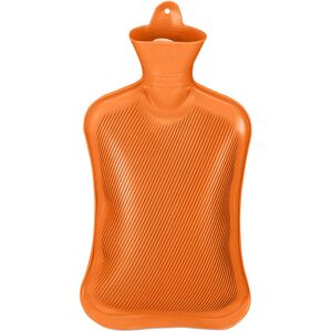 Relaxdays Hot Water Bottle, 2 Litre, without Cover, Children & Adults, Rubber, with screw cap, Pain Relief, Orange