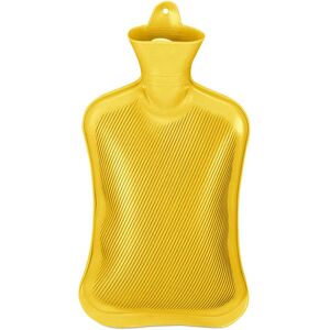 Hot Water Bottle, 2 Litre, without Cover, Children & Adults, Rubber, with screw cap, Pain Relief, Yellow - Relaxdays