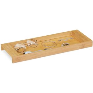 Bamboo Tray, Bathroom Shelf for Watches, Store Jewellery & Perfume, Decorative, HxWxD: 3 x 40 x 15 cm, Natural - Relaxdays