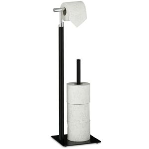 Relaxdays - Toilet Paper Holder, Free-Standing, for 4 Spare Rolls, 71 x 20 x 20 cm, Bathroom & wc Accessory, Black/Silver