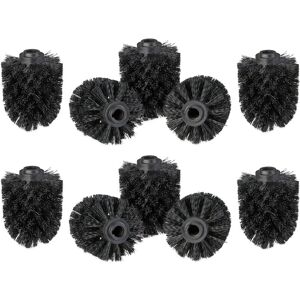 Set of 10 Toilet Brush Heads, 12mm Threads, Bathroom Accessories, Hygienic Replacements, HxØ: 9x8 cm, Black - Relaxdays