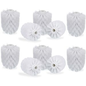 Set of 10 Toilet Brush Heads, 12mm Threads, Bathroom Accessories, Hygienic Replacements, HxØ: 9x8 cm, White - Relaxdays