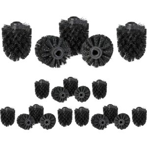 Set of 20 Toilet Brush Heads, 12mm Threads, Bathroom Accessories, Hygienic Replacements, HxØ: 9x8 cm, Black - Relaxdays