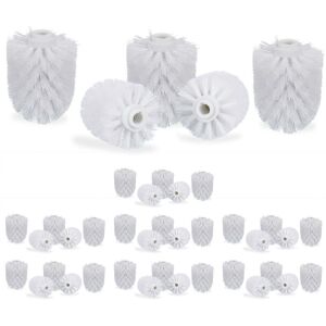 Set of 40 Toilet Brush Heads, 12mm Threads, Bathroom Accessories, Hygienic Replacements, HxØ: 9x8 cm, White - Relaxdays