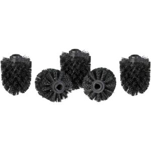 Set of 5 Toilet Brush Heads, 12mm Threads, Bathroom Accessories, Hygienic Replacements, HxØ: 9x8 cm, Black - Relaxdays