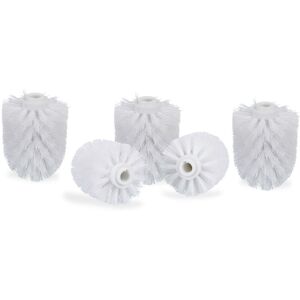 Set of 5 Toilet Brush Heads, 12mm Threads, Bathroom Accessories, Hygienic Replacements, HxØ: 9x8 cm, White - Relaxdays