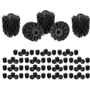 Set of 80 Toilet Brush Heads, 12mm Threads, Bathroom Accessories, Hygienic Replacements, HxØ: 9x8 cm, Black - Relaxdays