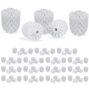 Set of 80 Toilet Brush Heads, 12mm Threads, Bathroom Accessories, Hygienic Replacements, HxØ: 9x8 cm, White - Relaxdays