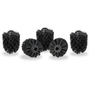 Toilet Brush Head Set of 5, Loose Toilet Brushes, 12 mm Threads, Replacement Heads, Diameter 7 cm, Black - Relaxdays